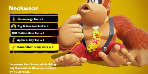 Banandium Chip Bolo costume piece in Donkey Kong Bananza