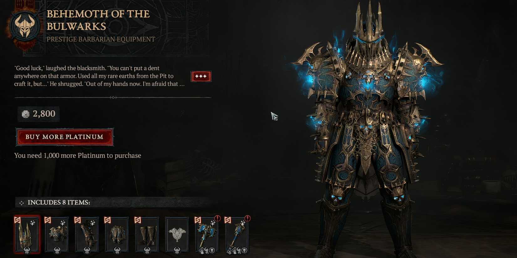 behemoth of the bulwarks barbarian cosmetic diablo 4