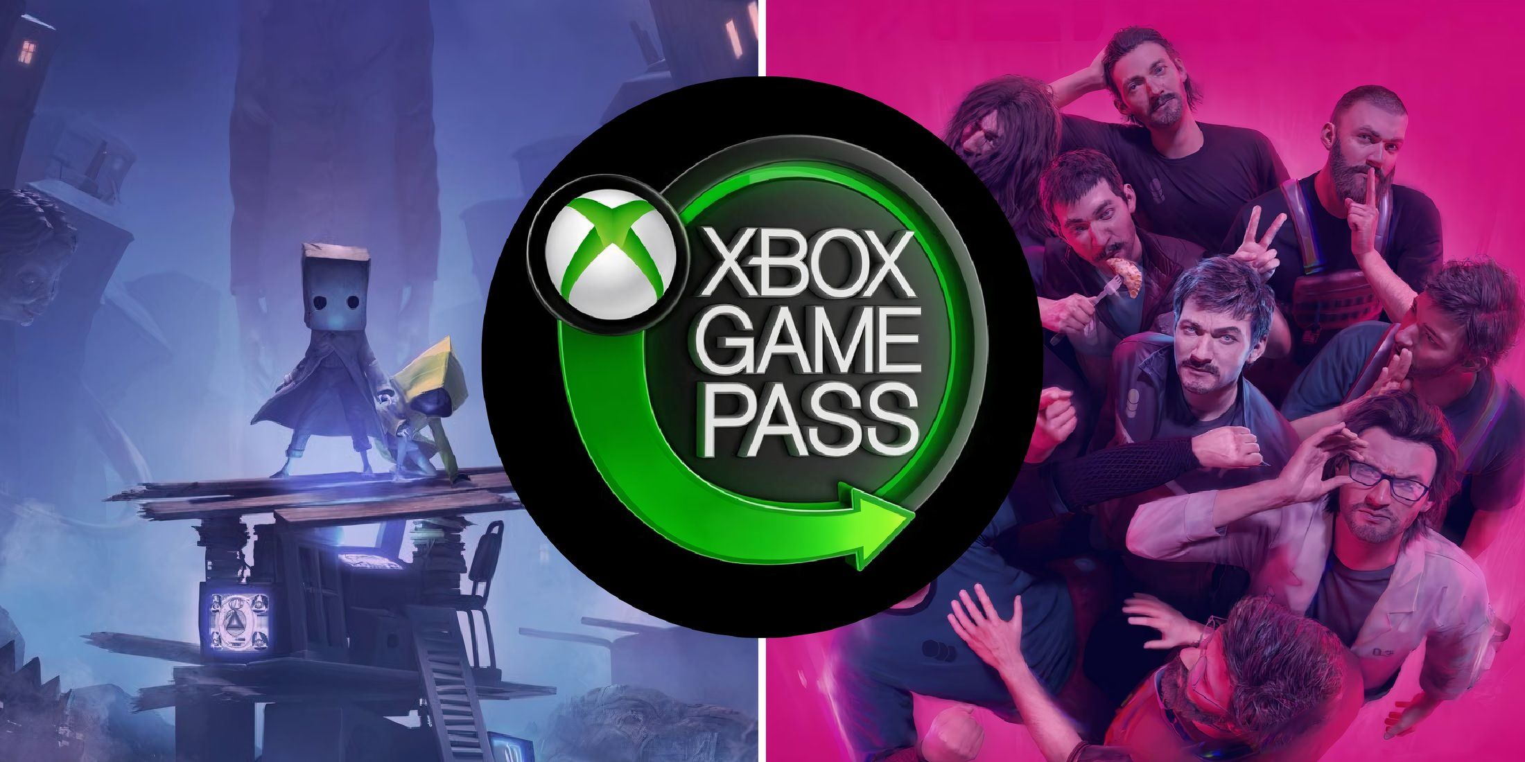 Little Nightmares 2 and The Alters game covers behind Xbox Game Pass logo