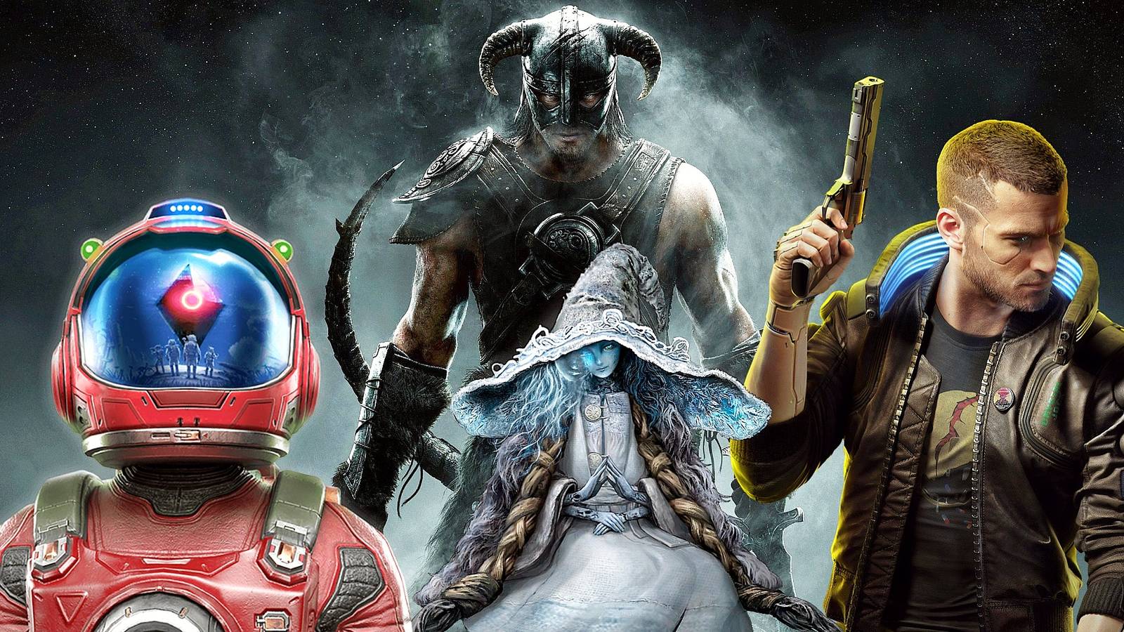 No Man's Sky, Skyrim, Elden Ring, And Cyberpunk 2077 Mash-Up