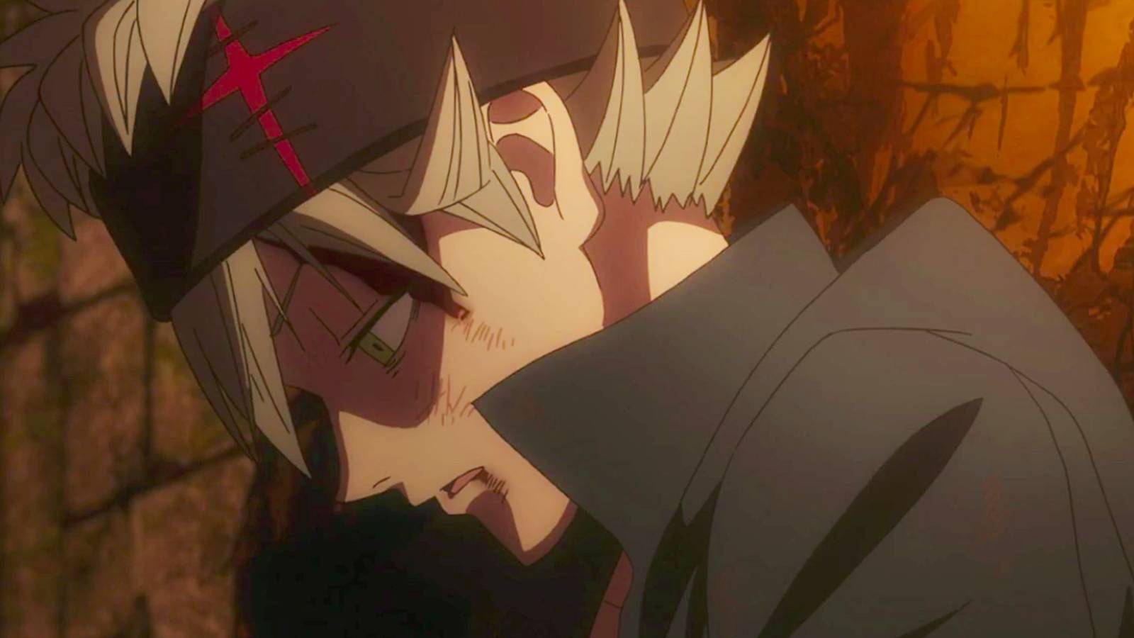 picture: asta with a sad look in black clover anime.