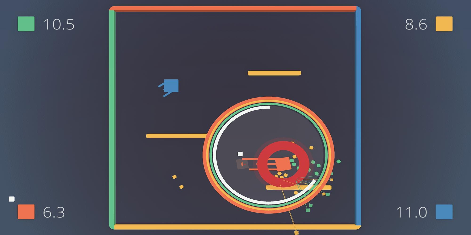 Blue And Orange Players In A Versus Zone In Flat Heroes