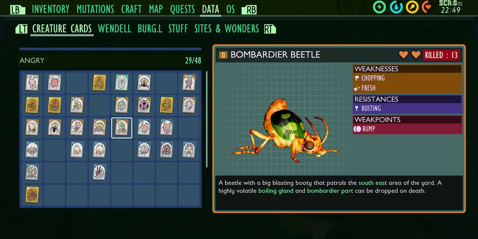 Bombadier Beetle Creature Card in Grounded
