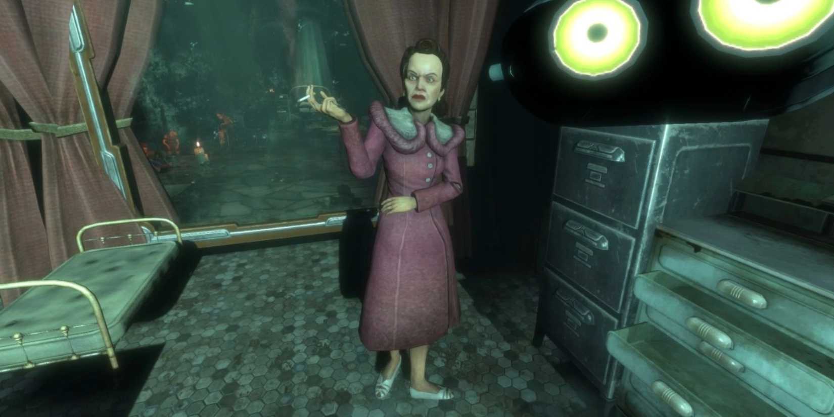 Brigid Teenbaum from Bioshock with a cigarette