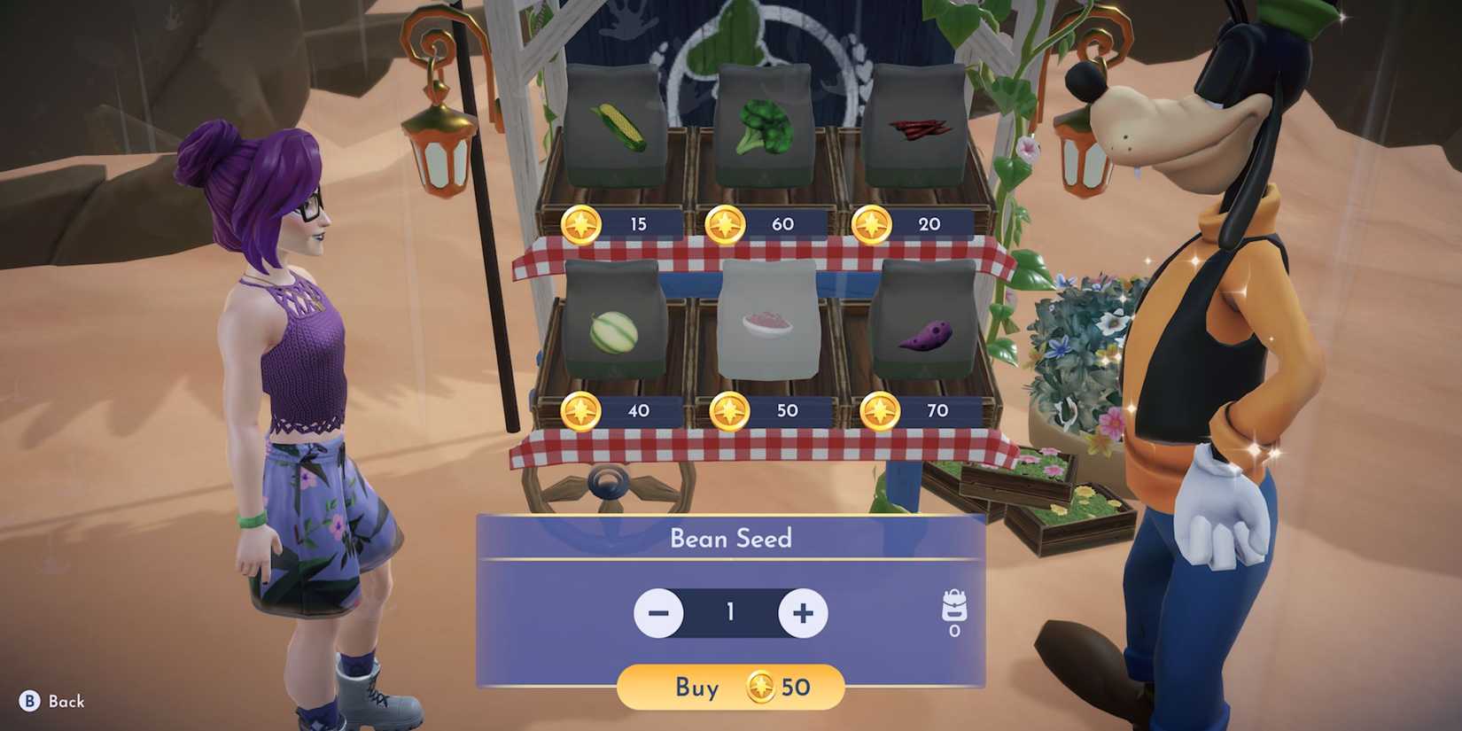 Buying Bean Seeds in Disney Dreamlight Valley