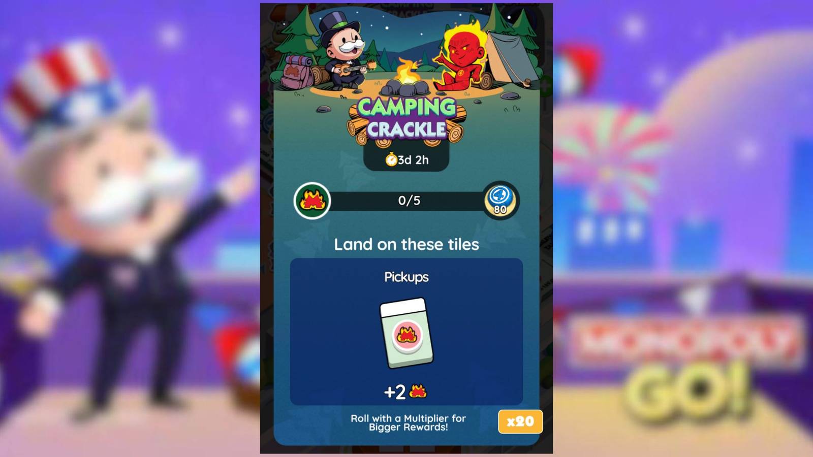 camping crackle monopoly go