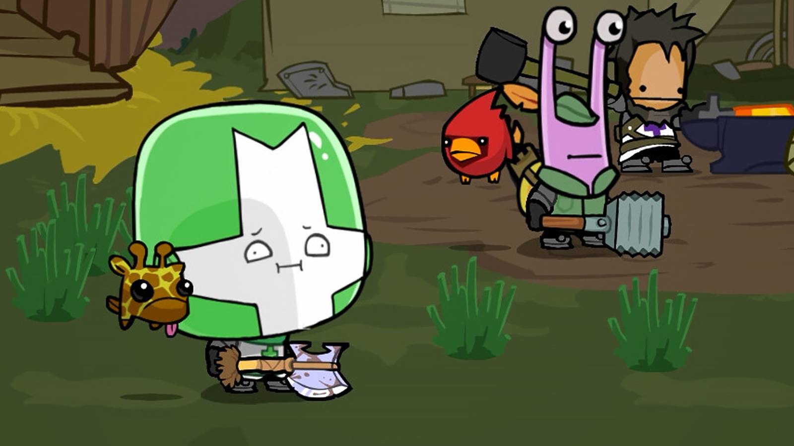 Castle Crashers - Painter Boss Paradise DLC promo gameplay screenshot character with silly funny face
