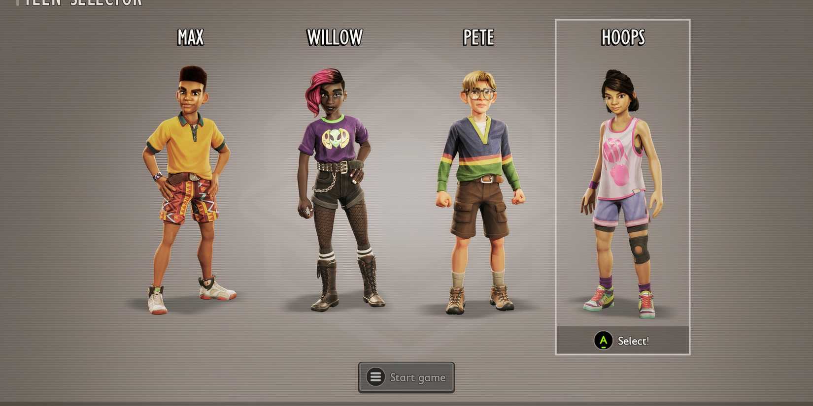 Character menu in Grounded 2