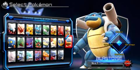 Character select menu in Pokken Tournament (Switch)
