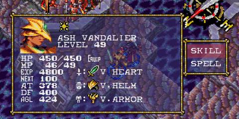 Character status screen in Vandal Hearts (PS1)