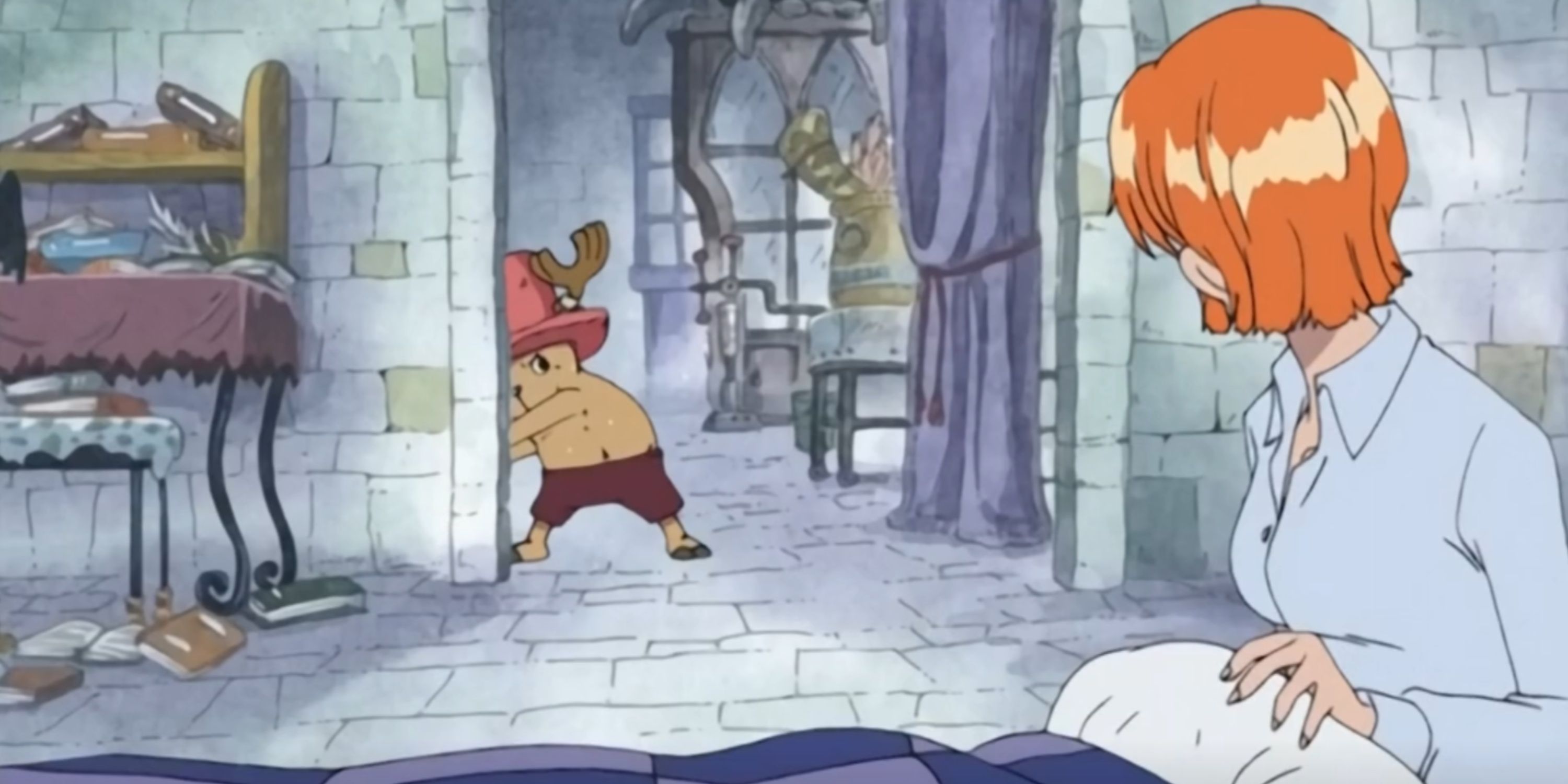 Chopper hiding from Nami One Piece