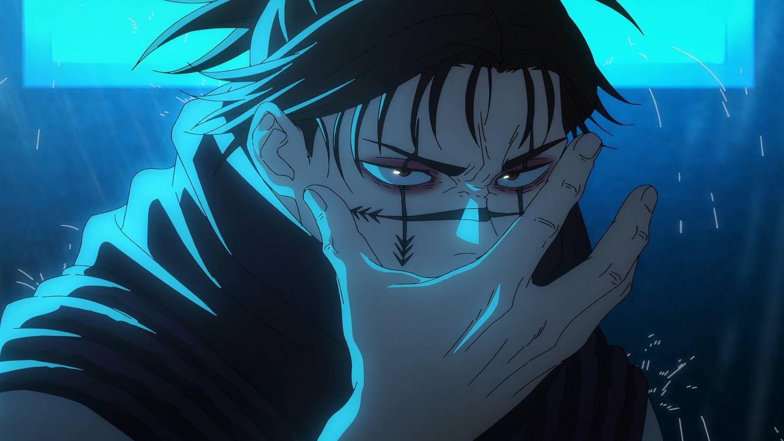 Choso in a bathroom covered in water during his fight with Yuji Itadori in Jujutsu Kaisen