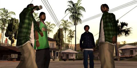 CJ meeting some NPCs - Grand Theft Auto San Andreas