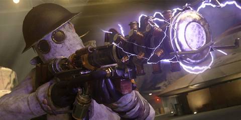 COD ww 2 zombie character aiming a gun