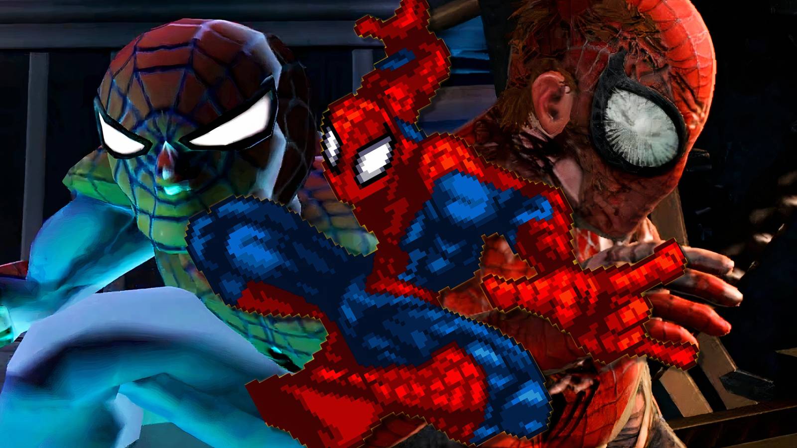 Collage of Spider-Man Edge Of Time, Marvel Nemesis Rise Of The Imperfects, and The Amazing Spider-Man Lethal Foes