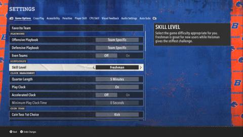 college football 26 difficulty levels