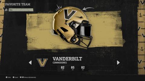 College Football 26 Vanderbilt Commodores