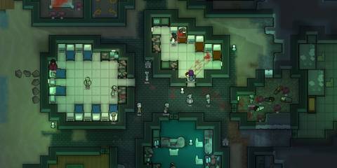 Colonists defend a flooded underground base filled with corpses and mutated captives in RimWorld Anomaly