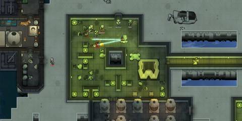 Colonists raid a green alien hive filled with creatures and hostile flora in RimWorld Odyssey, one of the best DLCs