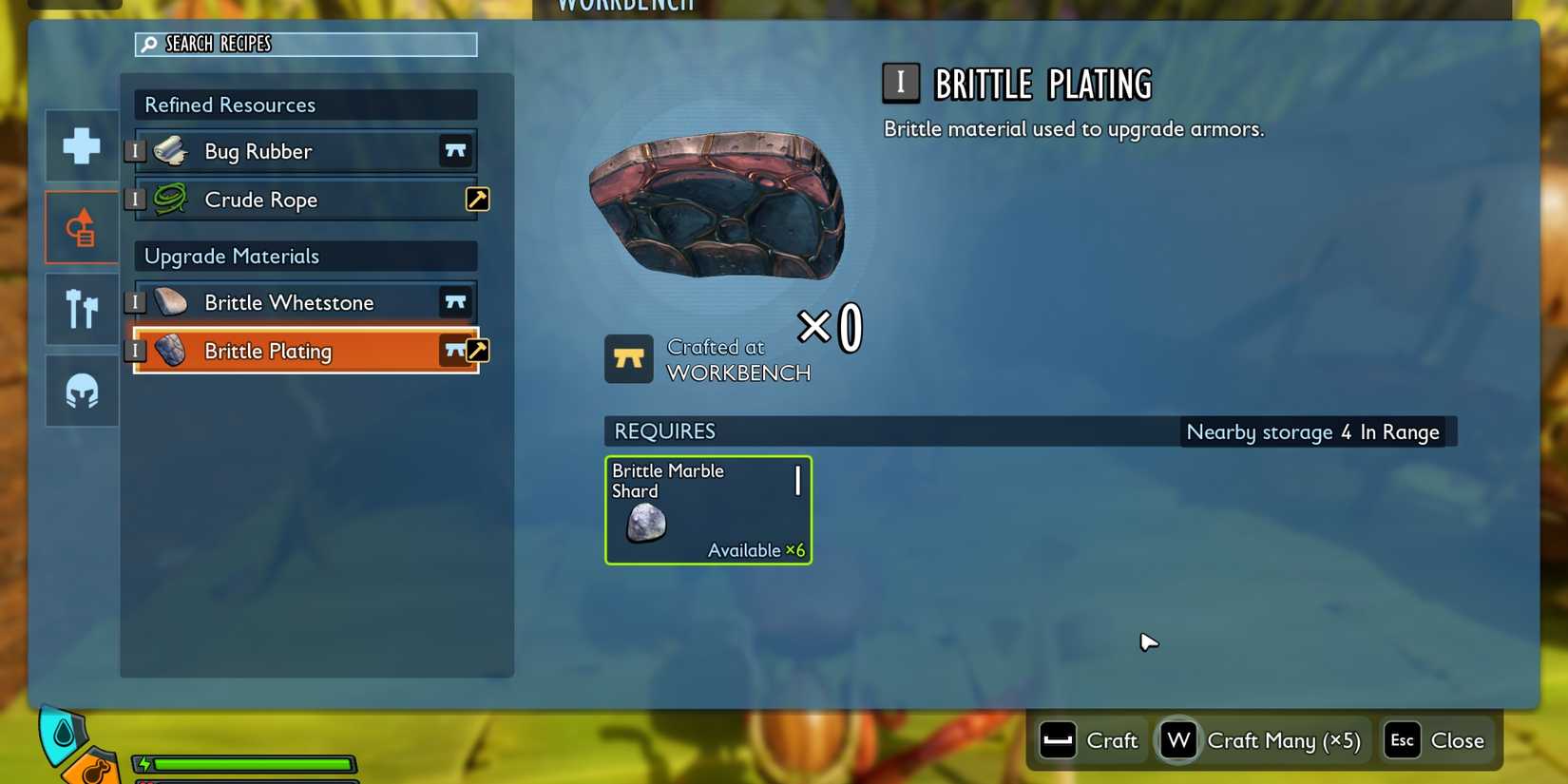 crafting brittle plating grounded 2