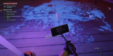 Crime Scene Cleaner mopping a lot of blood