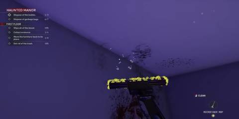 Crime Scene Cleaner mopping ceiling