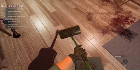 Crime Scene Cleaner mopping footprints