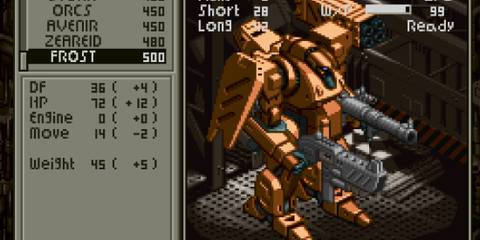 Customizing a mech in Front Mission (SNES)