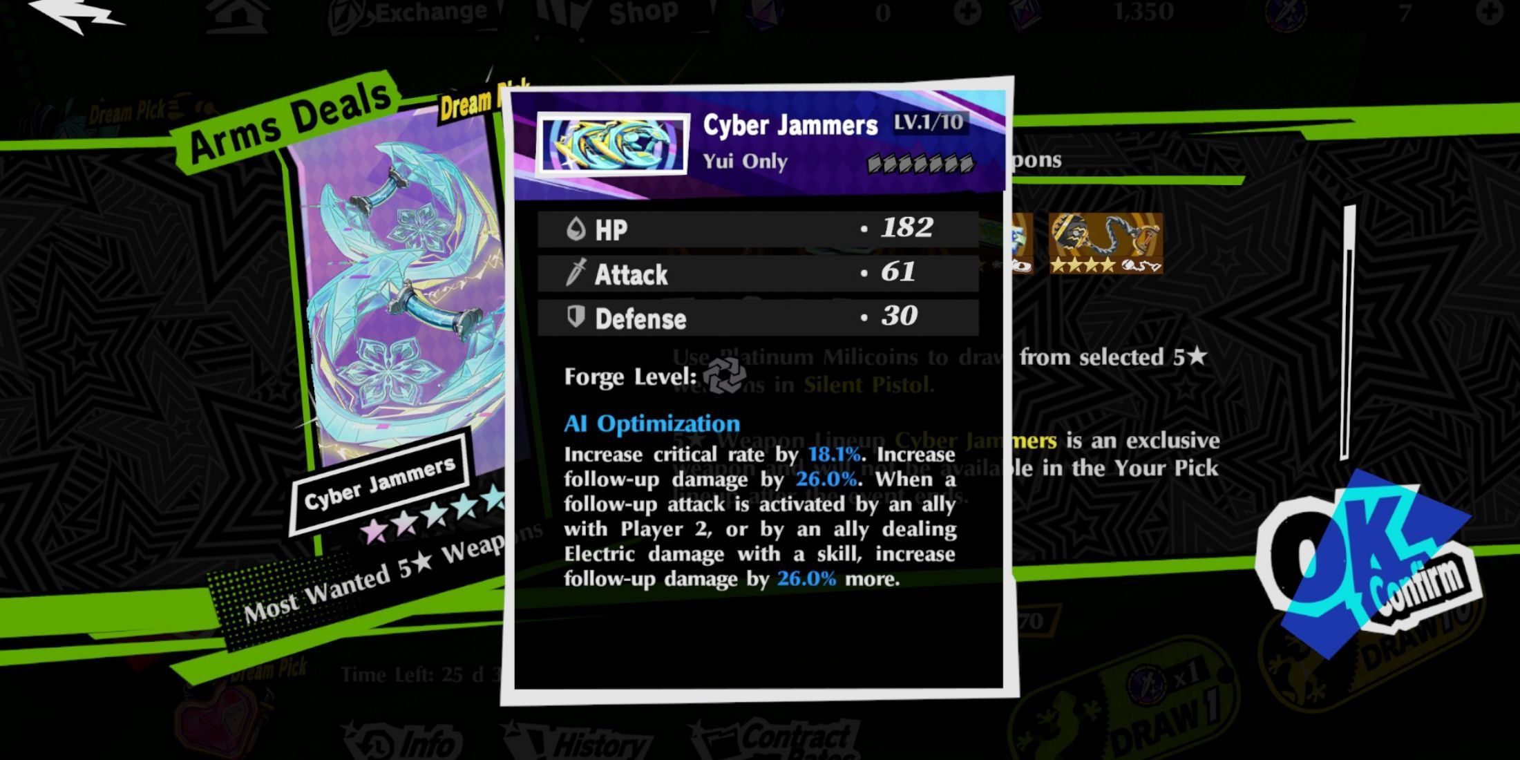 Cyber Jammers P5X best weapons for Yui