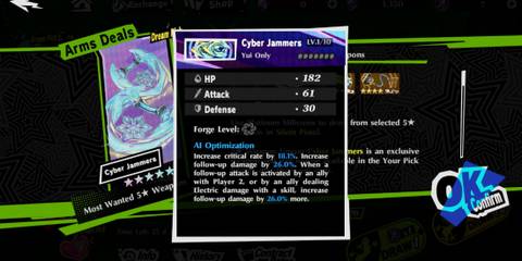 Cyber Jammers P5X best weapons for Yui
