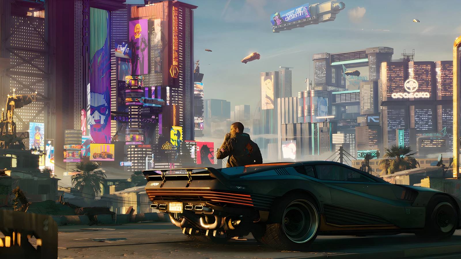 cyberpunk poster night city car