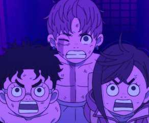 picture: momo, okarun and jiji in dandadan.