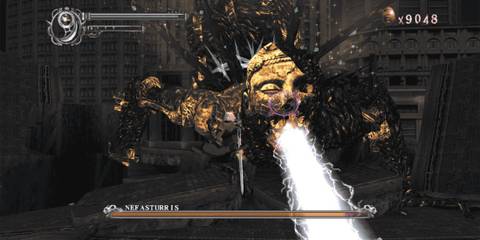 Dante fighting Nefasturris in Devil May Cry 2.