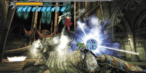 Dante fighting Phantom in Devil May Cry.