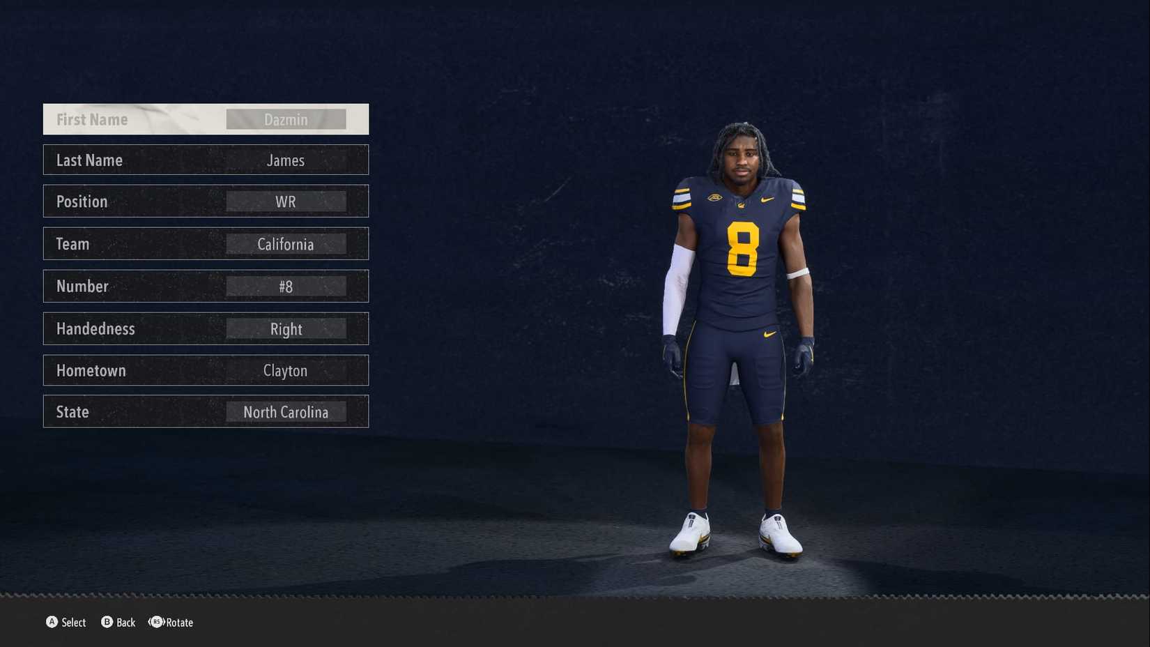 dazmin james fastest wr in college football 26