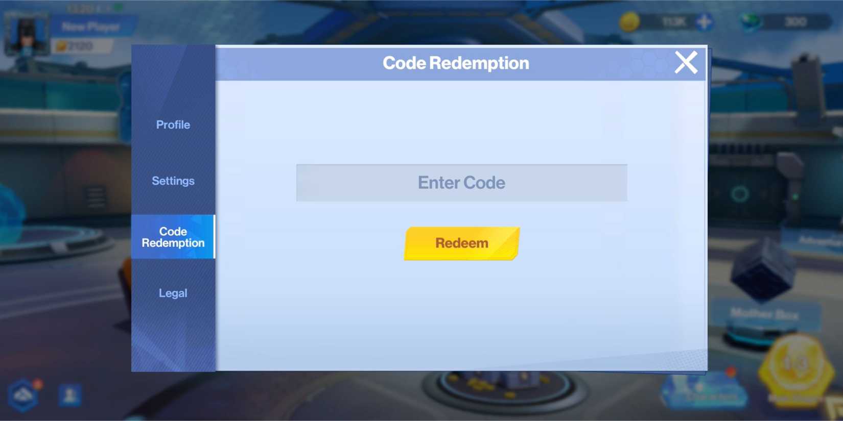 DC Worlds Collide the codes tab