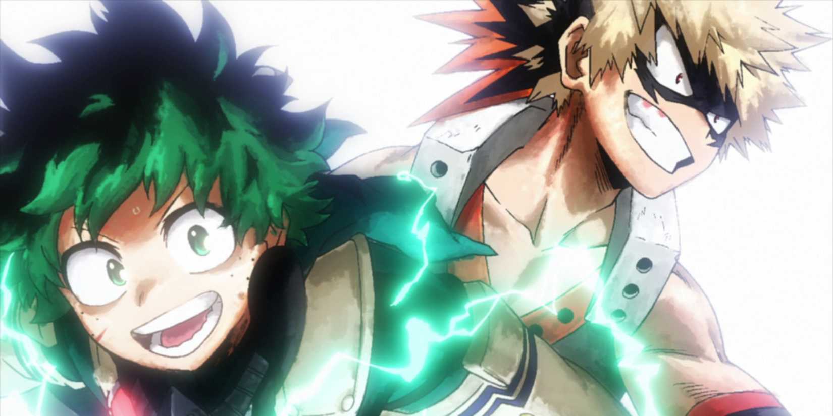 Deku and Bakugo fighting together as allies - My Hero Academia