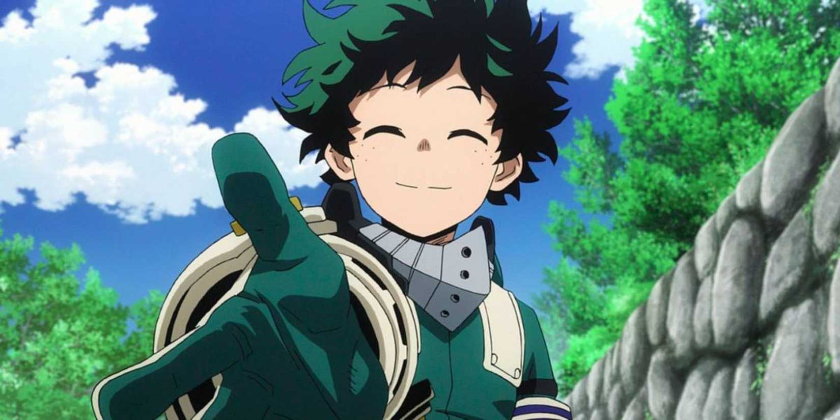 Deku extends his arm with a smile - My Hero Academia