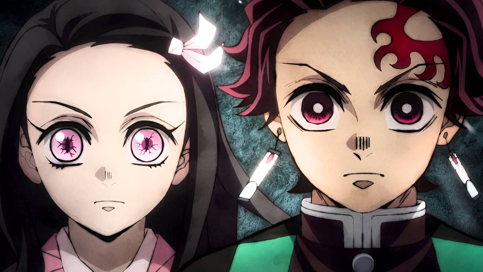 demon slayer nezuko and tanjiro looking serious