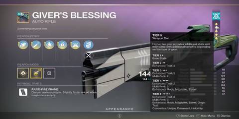 Destiny 2 Edge of Fate Givers Blessing auto rifle stats