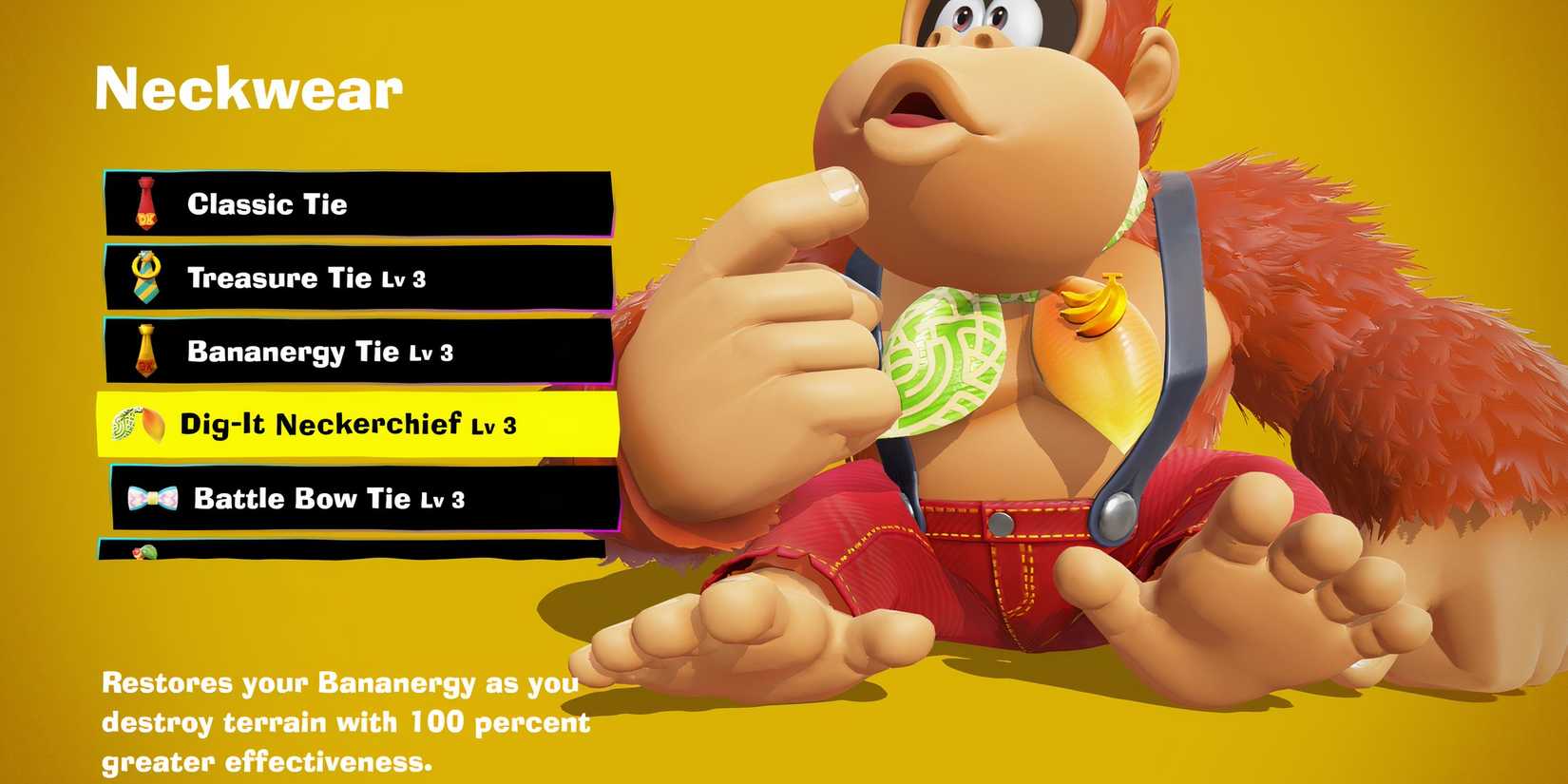 Dig-It Neckerchief costume piece in Donkey Kong Bananza