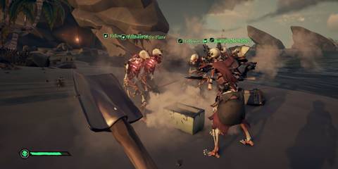 Digging up the Chest of Bones in Sea of Thieves