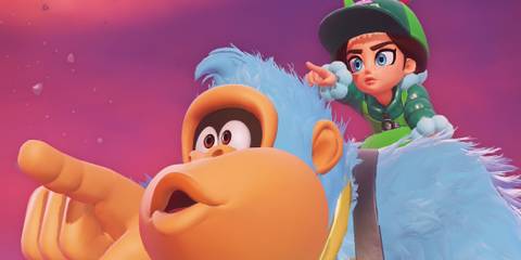 DK and Pauline pointing in Donkey Kong Bananza