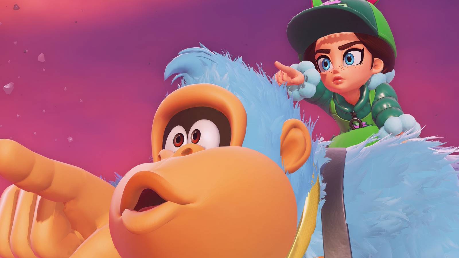 DK and Pauline pointing in Donkey Kong Bananza