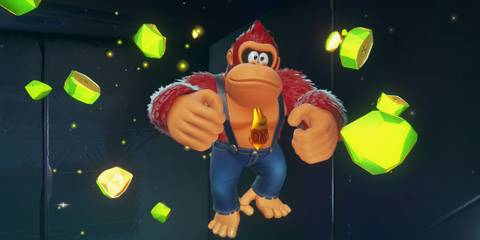 DK gathering Banandium in Donkey Kong Bananza