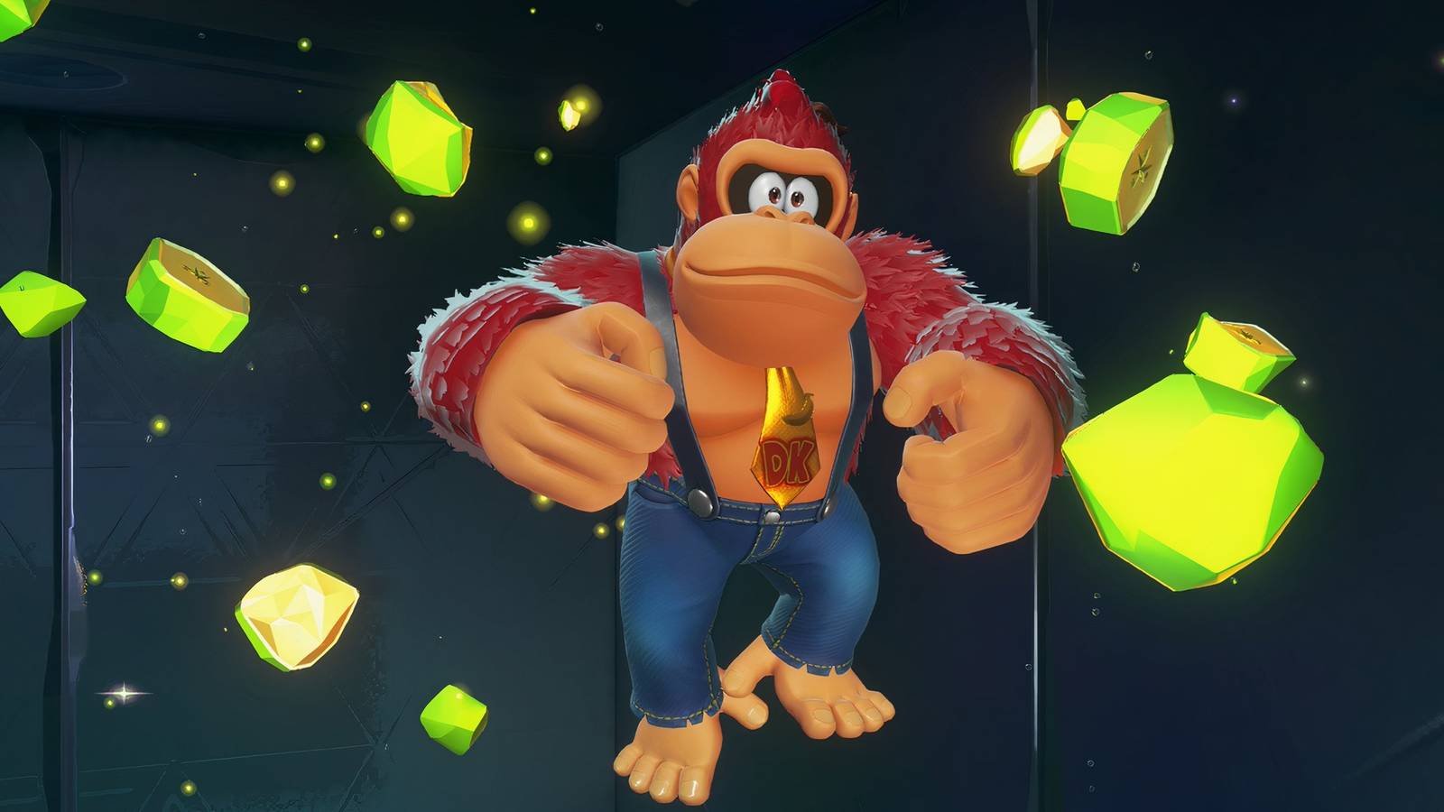DK gathering Banandium in Donkey Kong Bananza