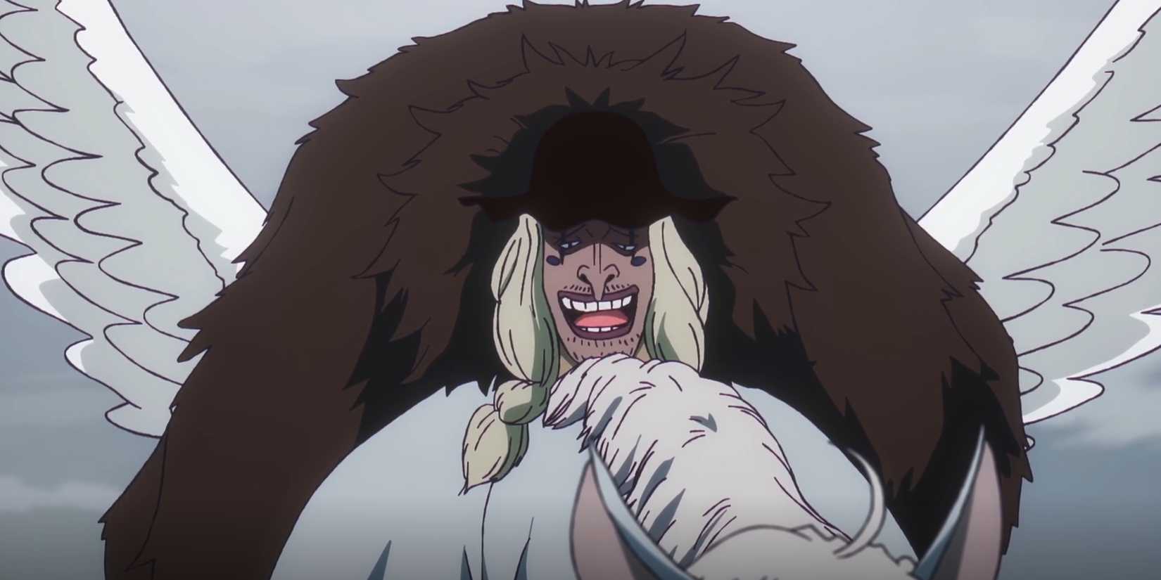 Man with purple lips sitting on horse