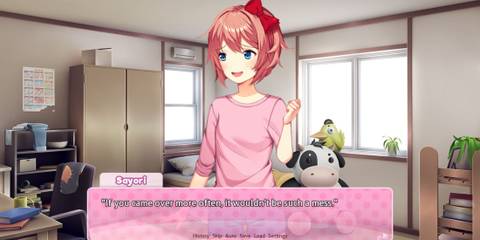 Doki Doki Literature Club Sayori in her room