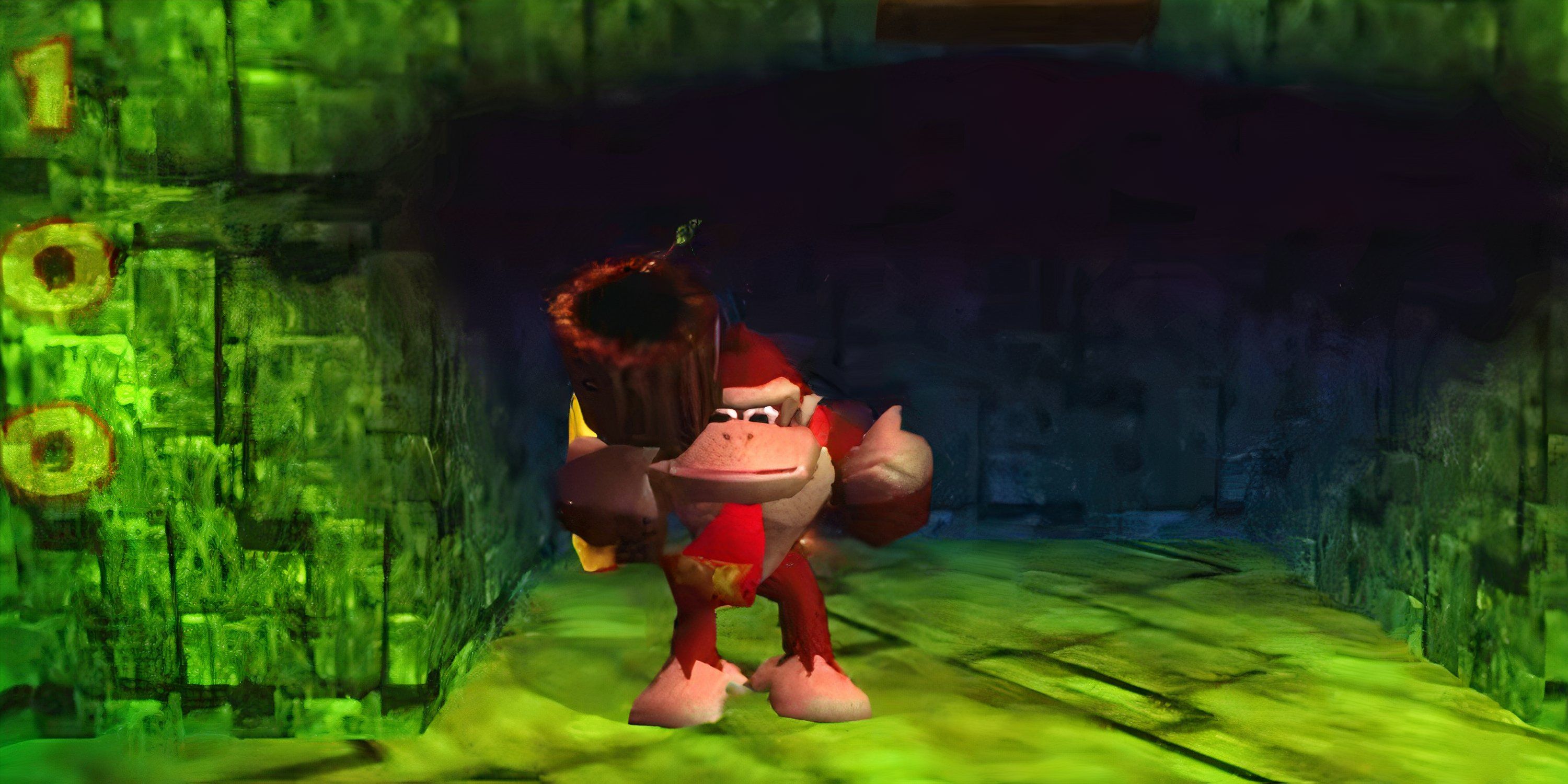 Donkey Kong with his coconut gun in Donkey Kong 64