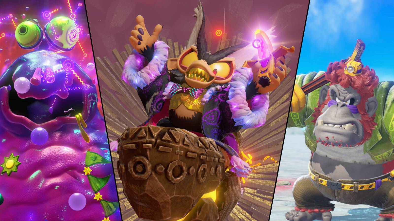 Donkey Kong Bananza All Bosses Every Boss Void Kong Grumpy Muckety